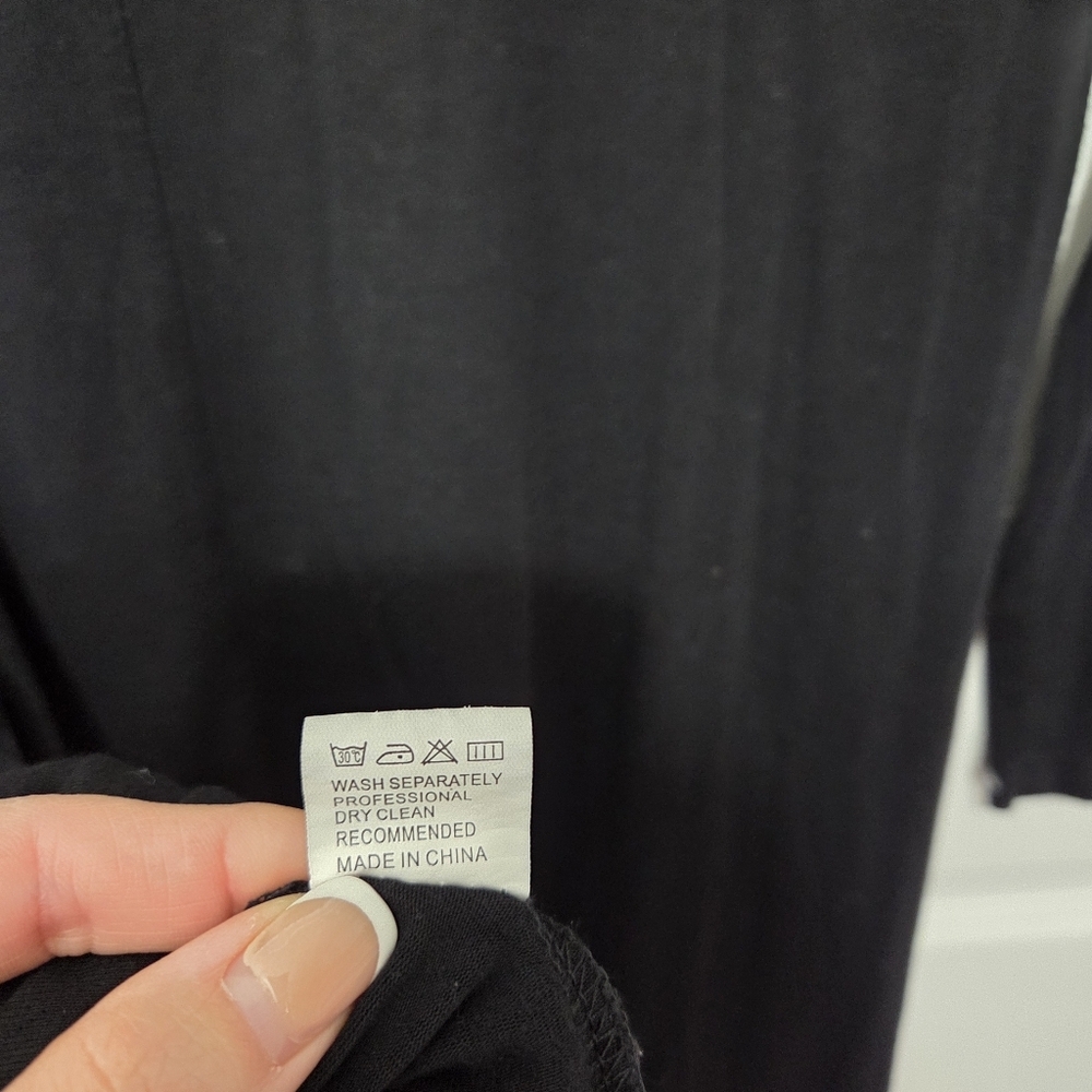 Women's Casual Long Sleeve Simple T-shirt Loose Flowy Black Dress Size Small - Picture 9 of 10